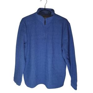 Haggar Size M 1/4 Zip Mock Neck Pullover Sweater Blue Midweight